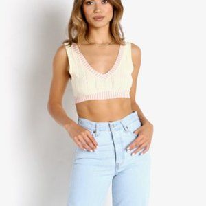 For Love & Lemons Rhea Pointelle Crop Tank Buttercup